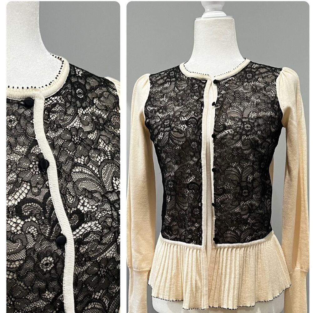 New Sigrid Olsen Silk Wool Peplum Flutter Lace Be… - image 5